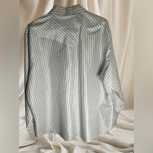 Wrangler Vintage Western White  Striped Pearl Snap Long Sleeve Shirt, size 2XL - Picture 2 of 7